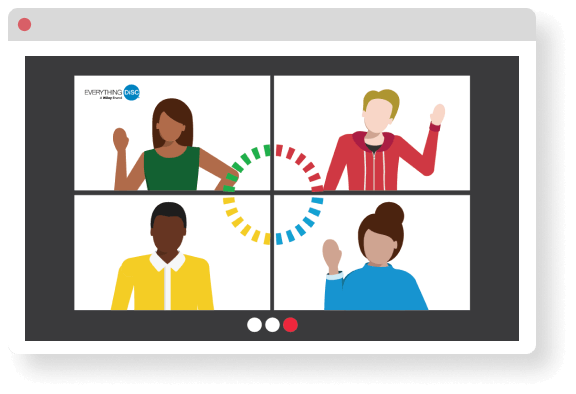 Everything DiSC virtual classroom meeting. Four people are in the meeting.