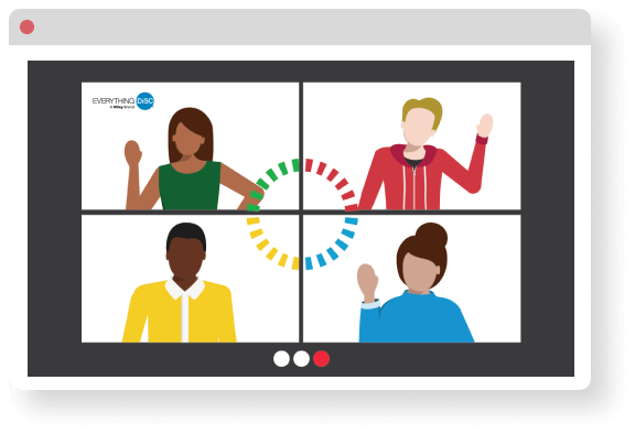 Everything DiSC virtual classroom meeting. Four people are in the meeting.