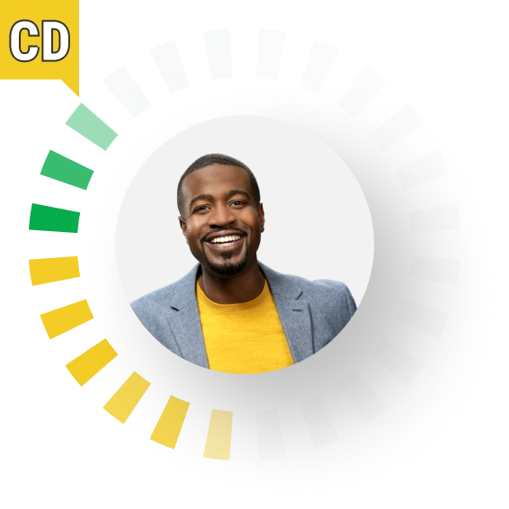 Man with a CD style DiSC halo.