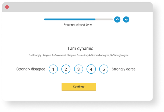 Everything DiSC assessment sample question with a D style DiSC map off to the side.