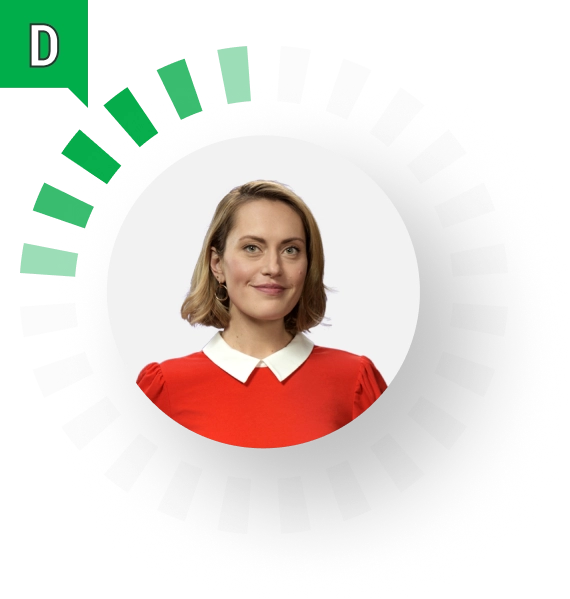 Woman with a D style DiSC halo.