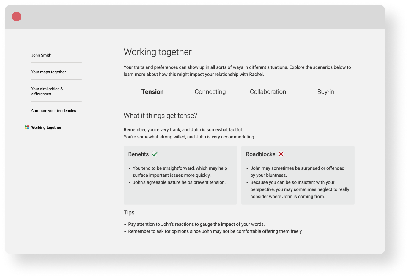 Everything DiSC on Catalyst example Working Together profile.