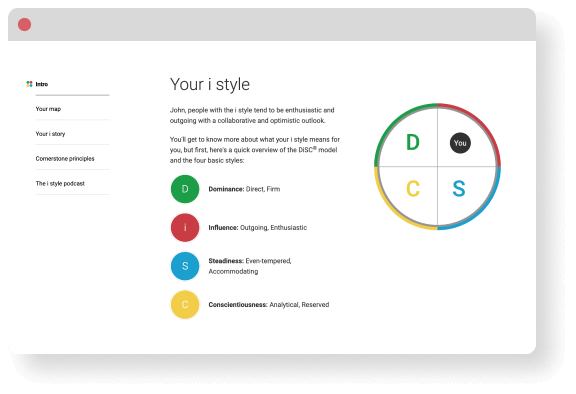 Everything DiSC on Catalyst sample profile.