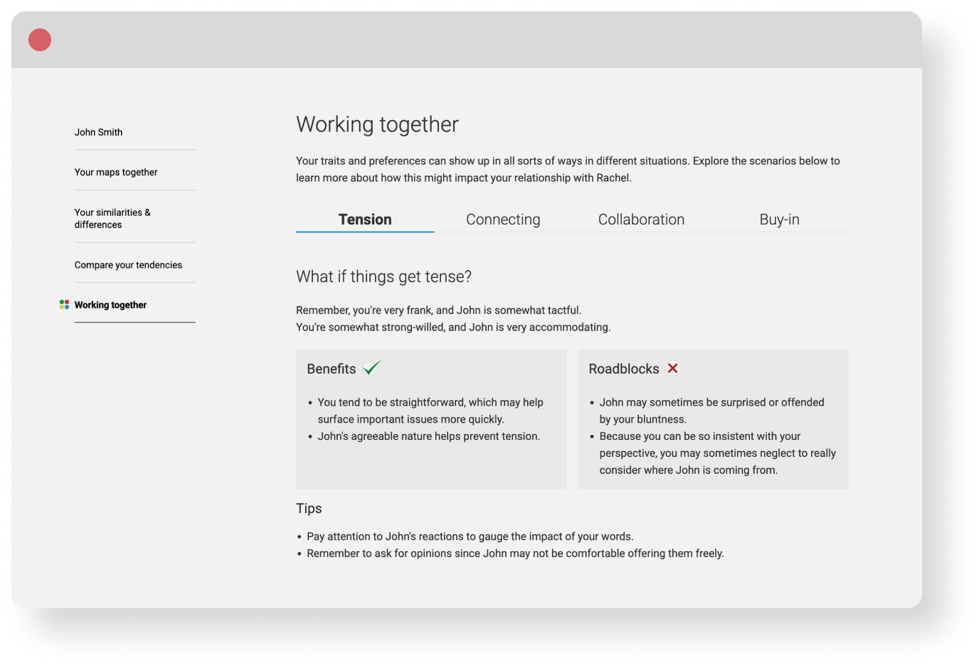 Everything DiSC on Catalyst example Working Together profile.