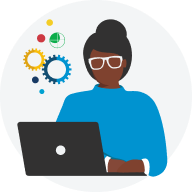 Manager in a meeting on a laptop. This represents the manager learning how to people read.